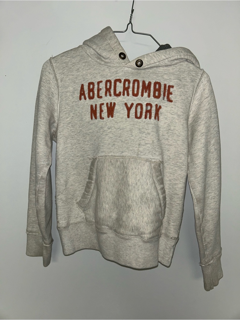 Abercrombie & Fitch Cream Hoodie with Rust Logo